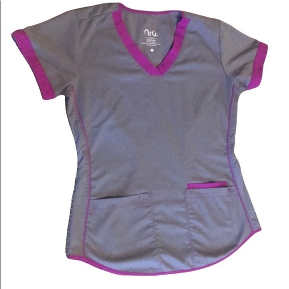 NRG Scrub Top by Barco Gray Purple Women’s Small